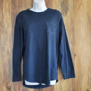 American Eagle Seriously Soft Pima Cotton Long Sleeve Pocket Tee Blue MT
